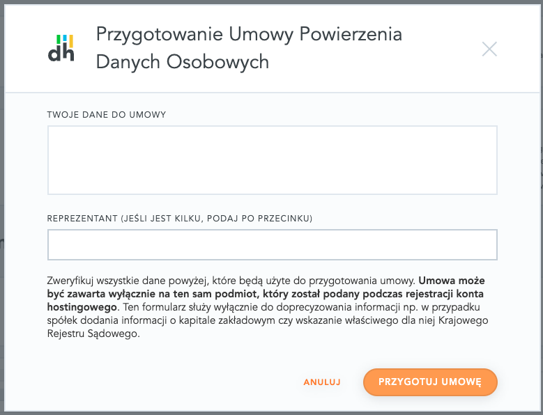 Generator umów dostępny w dhosting.pl