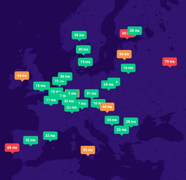 Czas odpowiedzi serwerów DNS atthost w Europie
