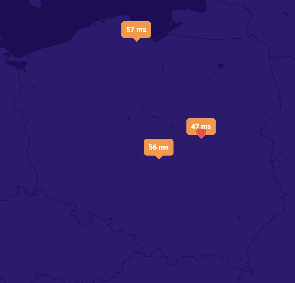 Czas odpowiedzi serwerów DNS home.pl w Polsce