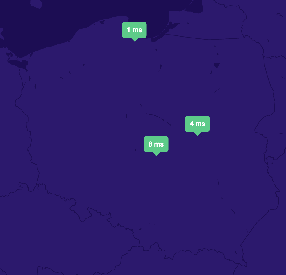 Czas odpowiedzi serwerów DNS Hitme.pl w Polsce