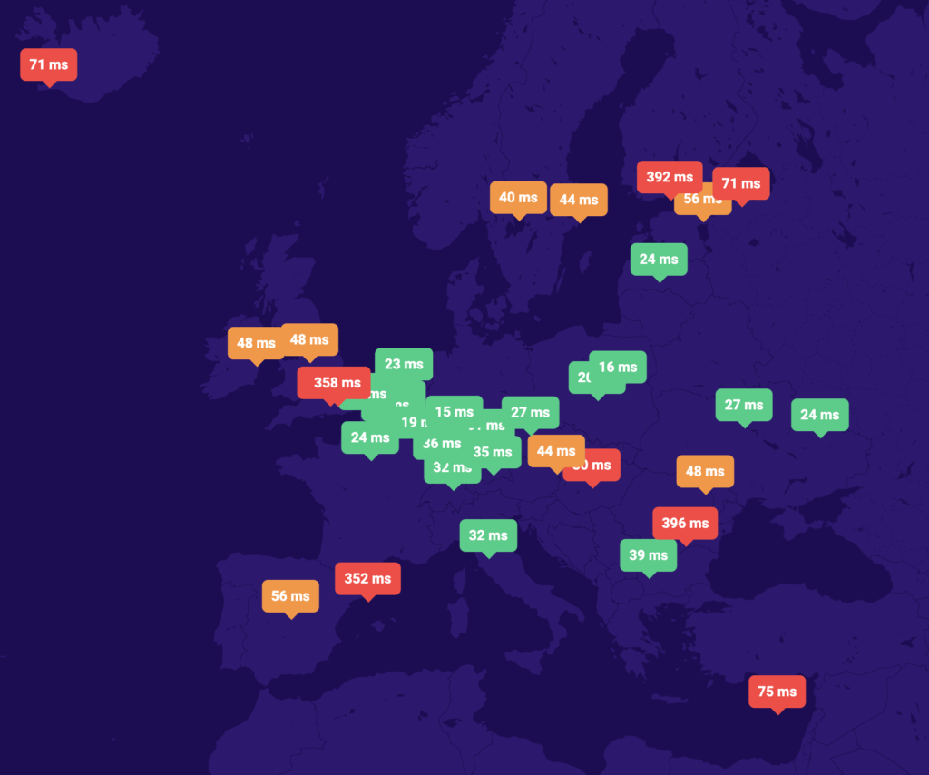 Czas odpowiedzi serwerów DNS Zenbox w Europie