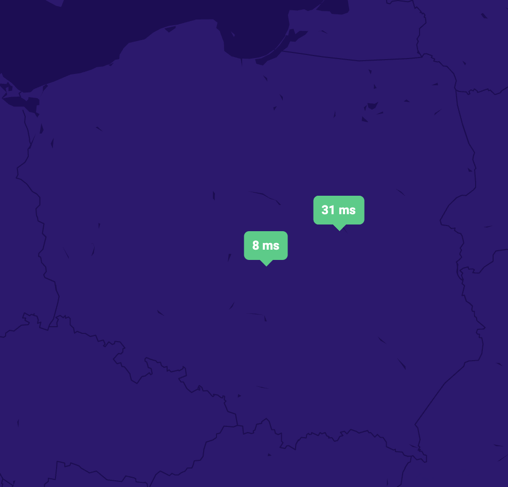 Czas odpowiedzi serwerów DNS Smarthost w Polsce