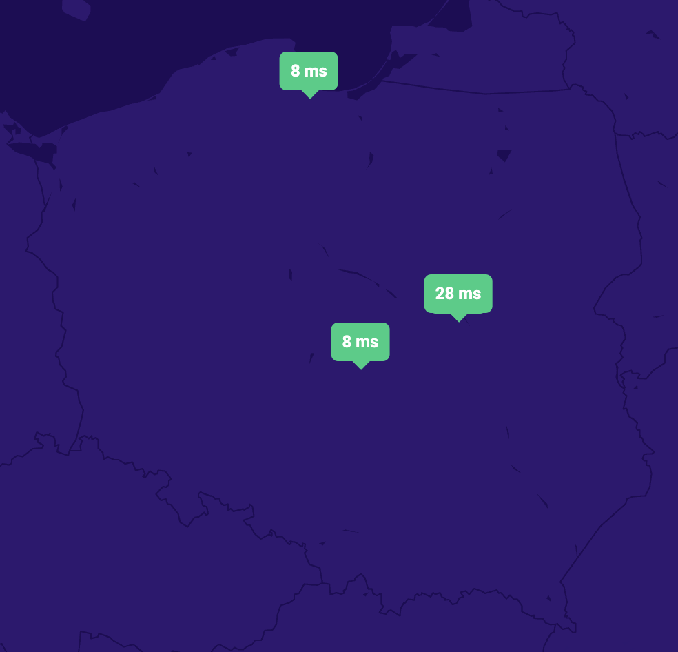 Czas odpowiedzi serwerów DNS Nazwa.pl w Polsce