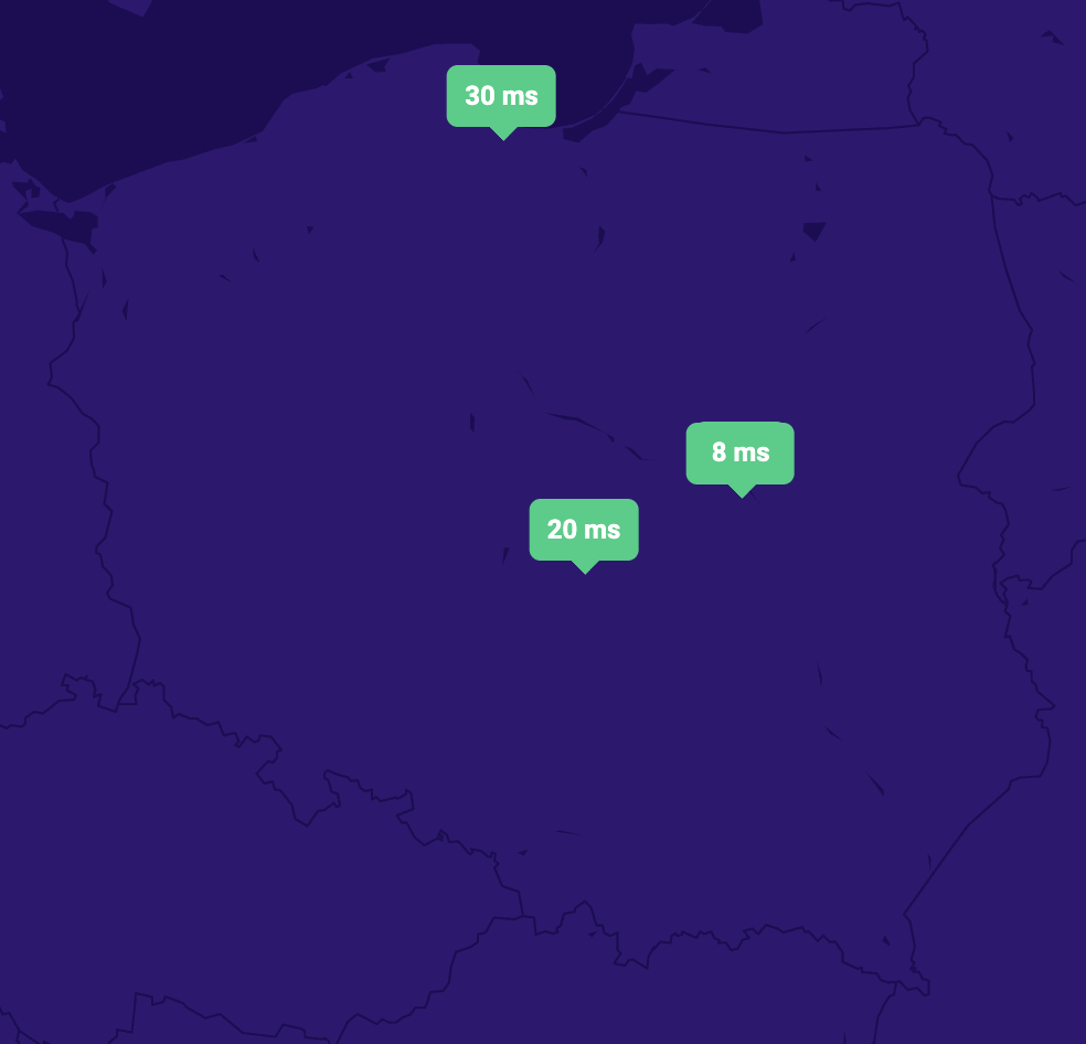 Czas odpowiedzi serwerów DNS Hostido w Polsce